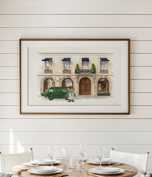 Ralph Lauren Paris Watercolor Print Ralph’s Coffee Saint Germain Illustration Paris Fashion Boutique Art Barista Polo Bear Wall Decor
