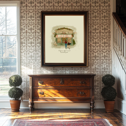 Paris Coffee Shop Illustration, Bakery Wall Art for French Lovers