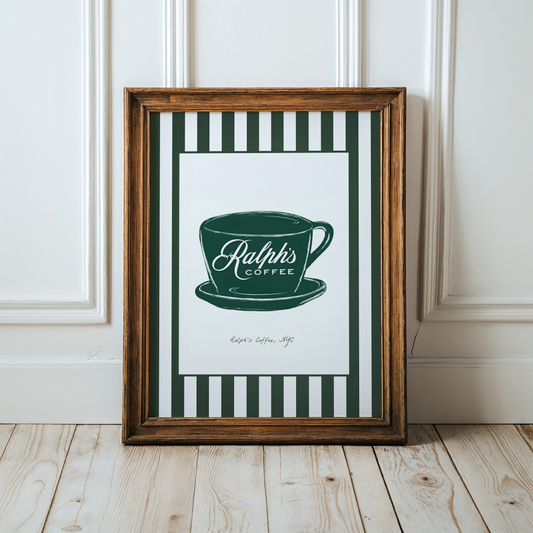 Ralph's Coffee Illustration Striped Wall Art Portrait - LIMITED EDITION