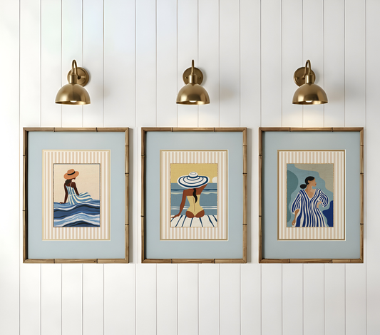 Summer Prints Gallery Set of 3 Cote d' Azur Artwork Beach House Collection