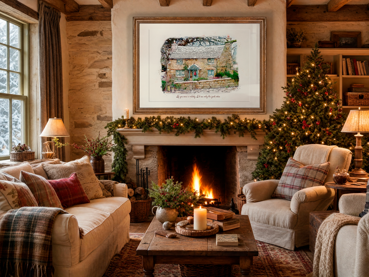 Rosehill Cottage " The Holiday " Movie Illustration Watercolor