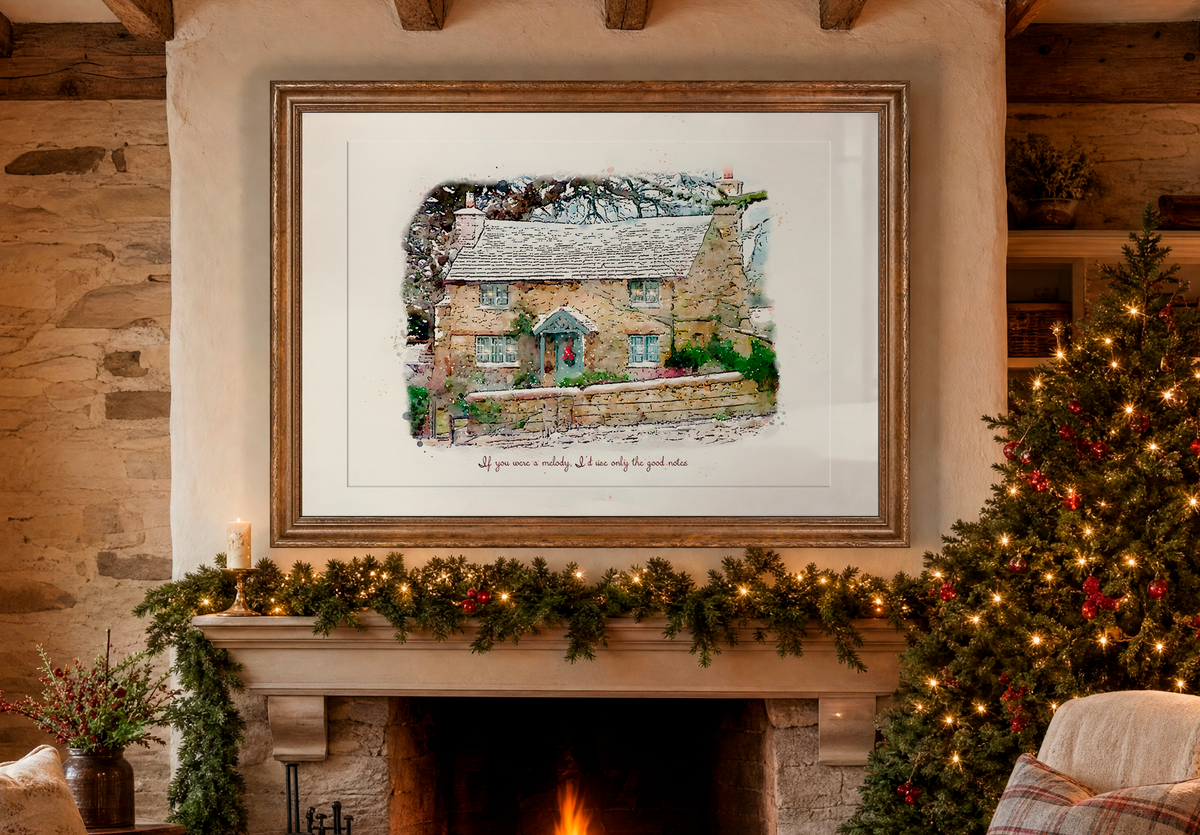 Rosehill Cottage " The Holiday " Movie Illustration Watercolor
