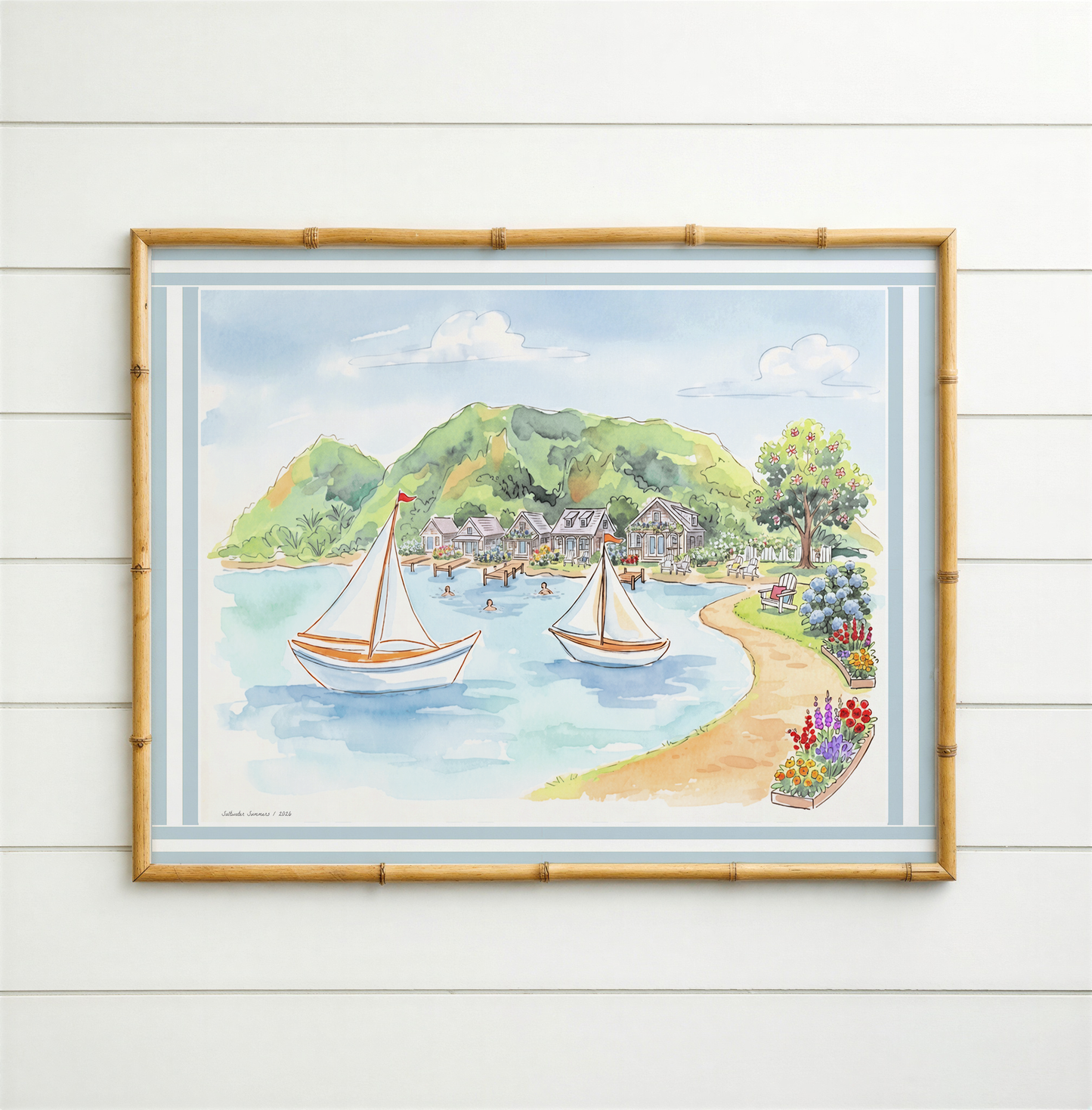 Cape Cod Coastal Wall Art Saltwater Summer Watercolor Print Nautical Beach House Decor New England Seaside Artwork