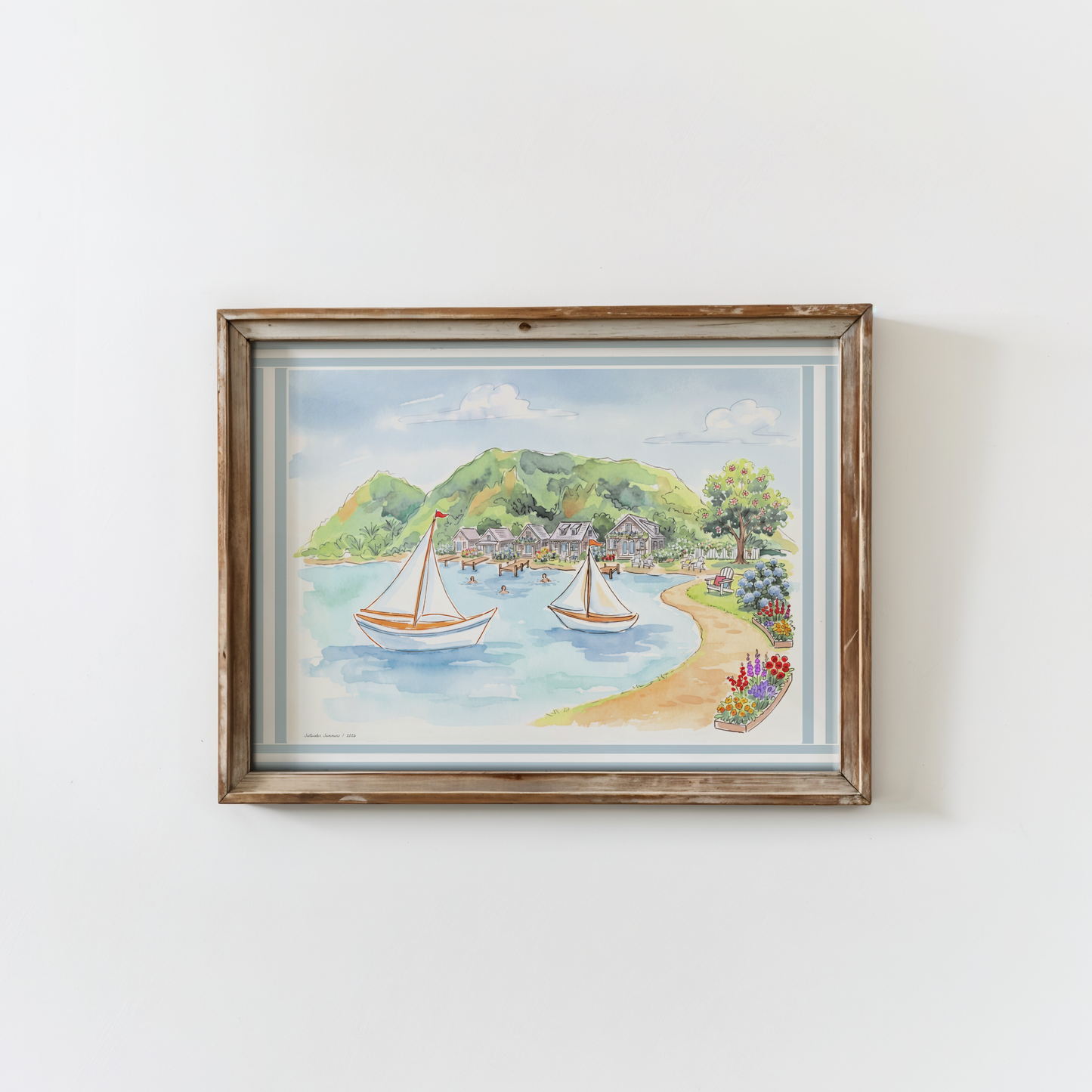 Cape Cod Coastal Wall Art Saltwater Summer Watercolor Print Nautical Beach House Decor New England Seaside Artwork