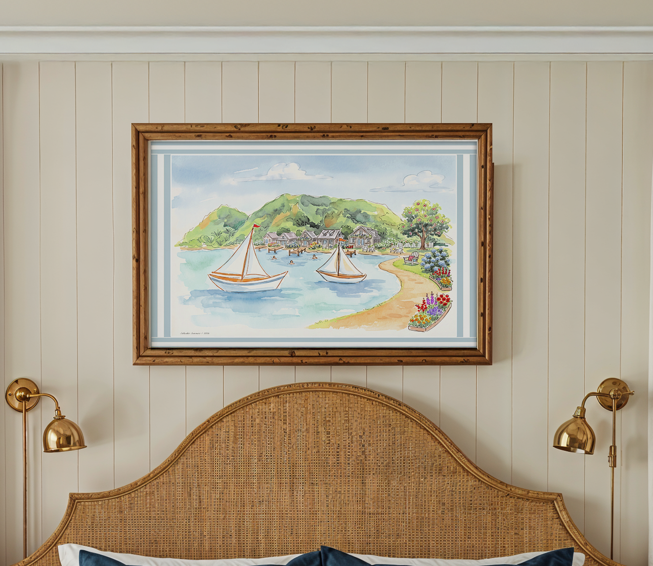 Cape Cod Coastal Wall Art Saltwater Summer Watercolor Print Nautical Beach House Decor New England Seaside Artwork