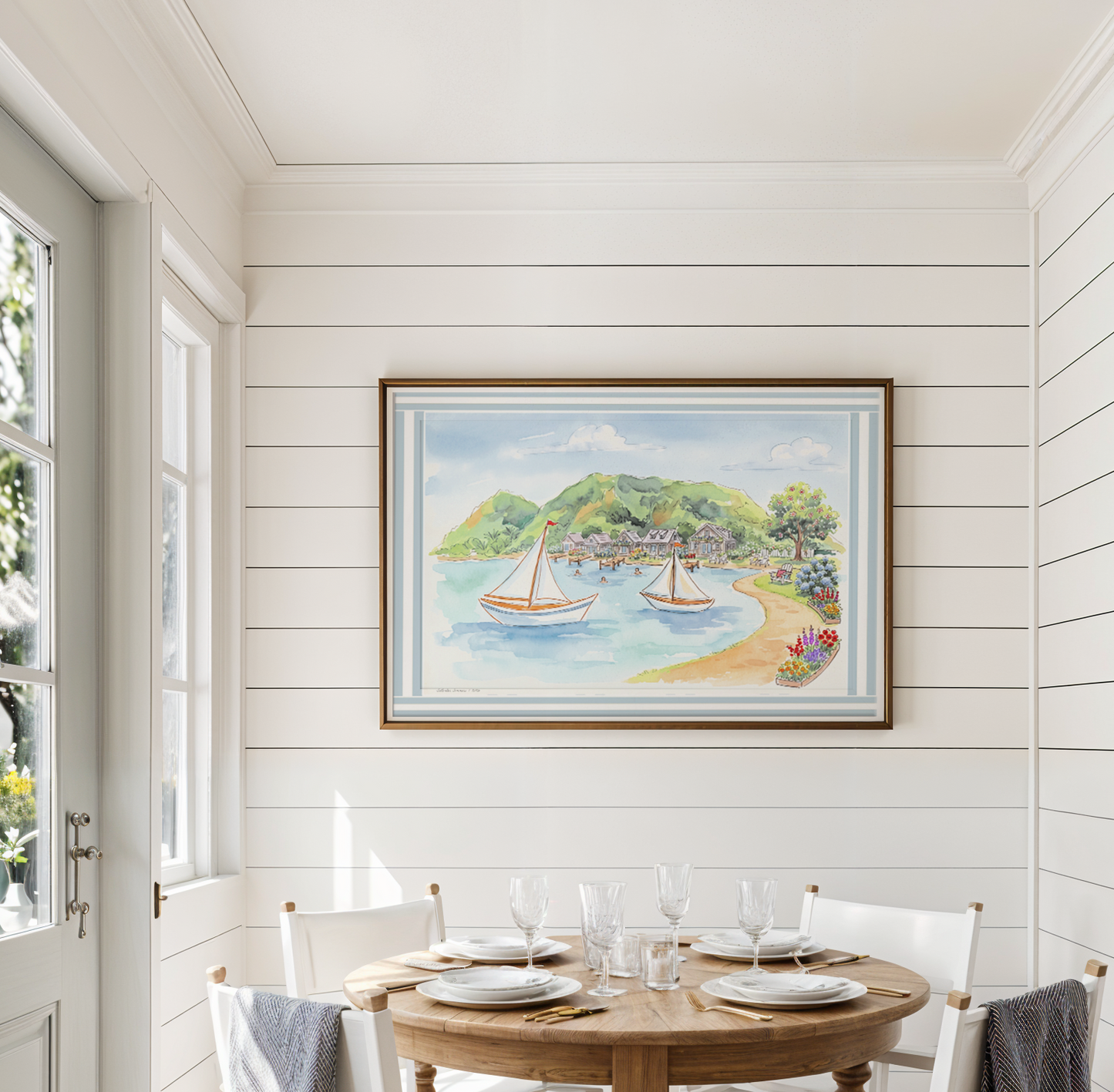Cape Cod Coastal Wall Art Saltwater Summer Watercolor Print Nautical Beach House Decor New England Seaside Artwork