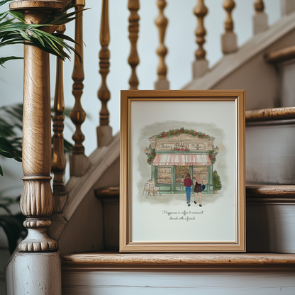 Paris Coffee Shop Illustration, Bakery Wall Art for French Lovers