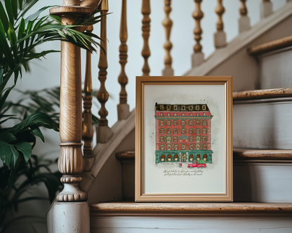 Fortnum & Mason at Christmas, London Store Watercolor Illustration