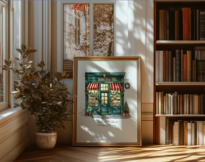 Santa's Workshop, Christmas Illustration, Watercolour Gouache Artwork