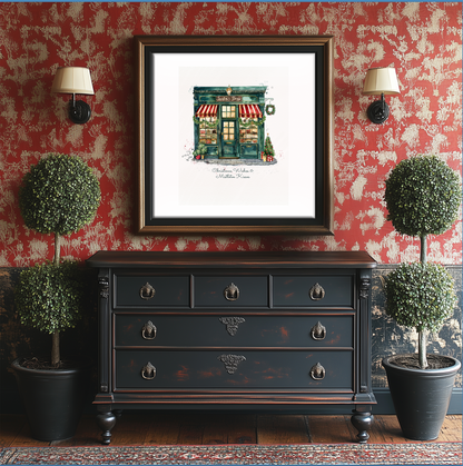 Santa's Workshop, Christmas Illustration, Watercolour Gouache Artwork