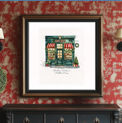 Santa's Workshop, Christmas Illustration, Watercolour Gouache Artwork