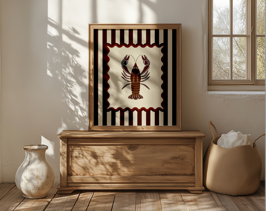 Lobster, Sardines & Coral Wall Art. Gallery Print Set of 3 - Praline