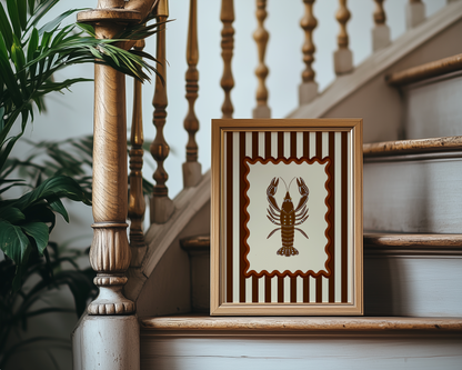 Lobster, Sardines & Coral Wall Art. Gallery Print Set of 3 - Praline