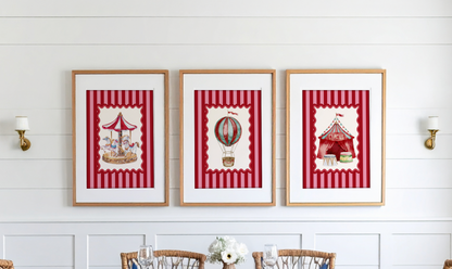 Set of 3 Kids Room Illustrations, Le Cirque Circus Artwork