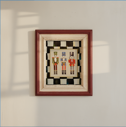 Nutcracker Holiday Print, Christmas Art, Three Kings Nutcracker Artwork, Holiday Wall Art Black Check