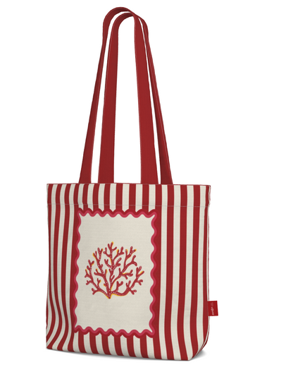 Everyday Tote Bag, Red Coral Shopper "La Mer Collection"