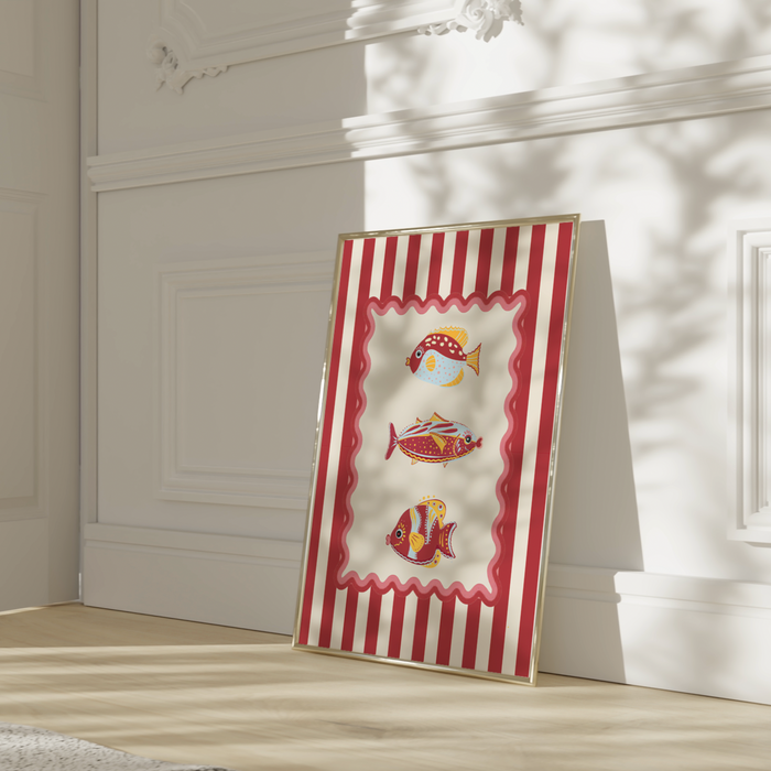 Sardines Wall Art Coastal Print of Colorful Fishes