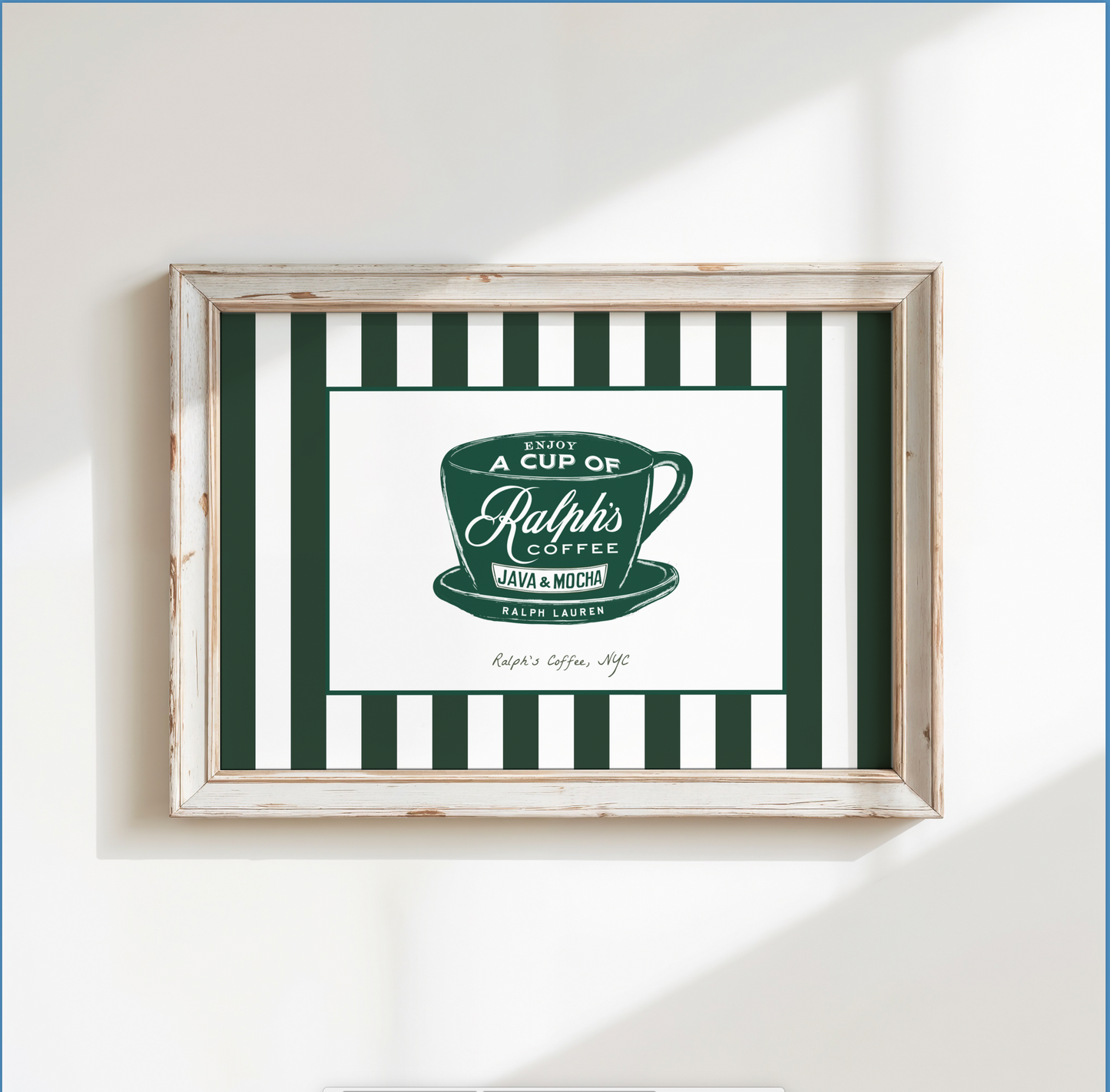 Ralph's Coffee Illustration Striped Wall Art