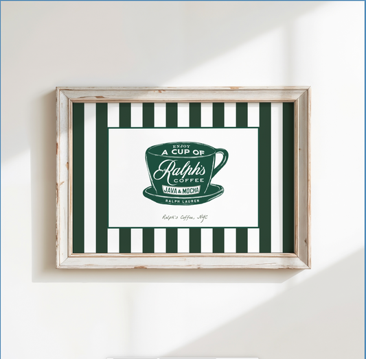 Ralph's Coffee Illustration Striped Wall Art