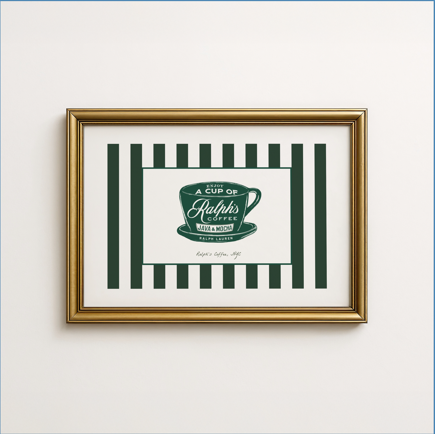 Ralph's Coffee Illustration Striped Wall Art