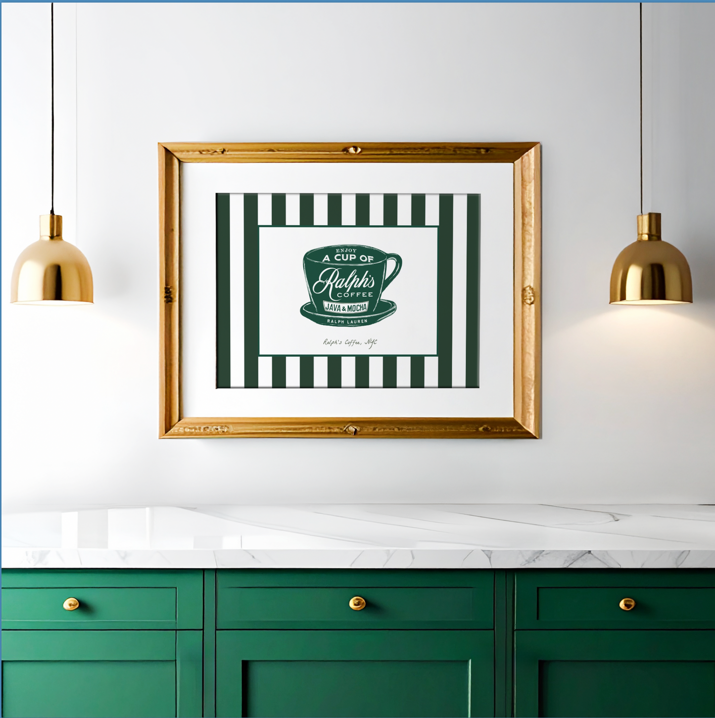 Ralph's Coffee Illustration Striped Wall Art