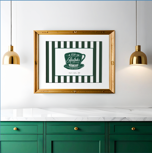Ralph's Coffee Illustration Striped Wall Art
