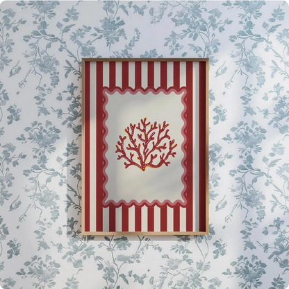 Set of 3 Gallery Prints, Lobster Sardines and Coral Illustration, Wall Art Set