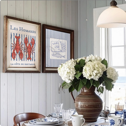 Lobster Print "Les Homards" Coastal Artwork Beach House Decor Fishermen Aesthetic