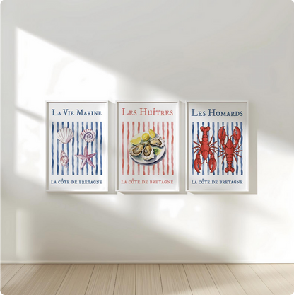 Lobster Print "Les Homards" Coastal Artwork Beach House Decor Fishermen Aesthetic