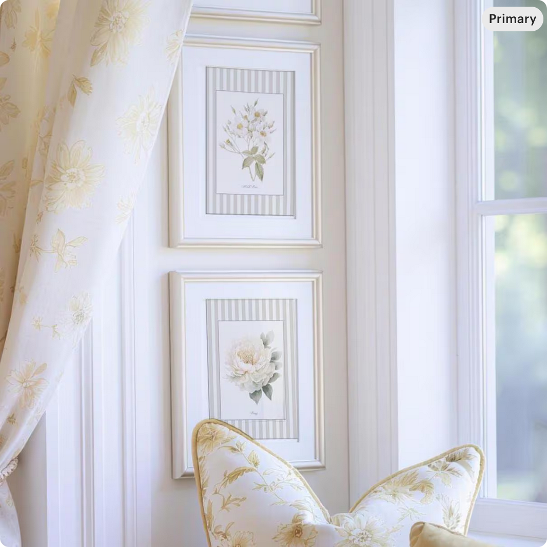 La Rose Musquee Watercolor Print on Striped Background