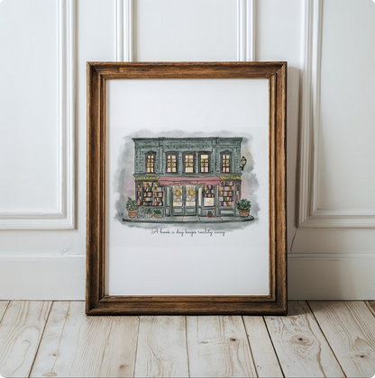 The Shop Around The Corner "You've Got Mail" Movie Illustration in Watercolor