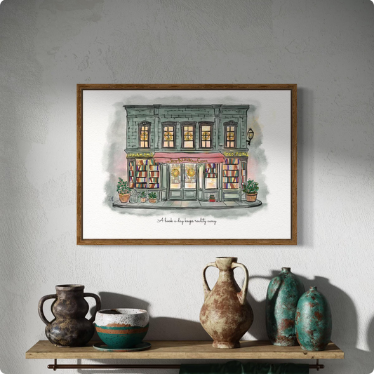 The Shop Around The Corner "You've Got Mail" Movie Illustration in Watercolor