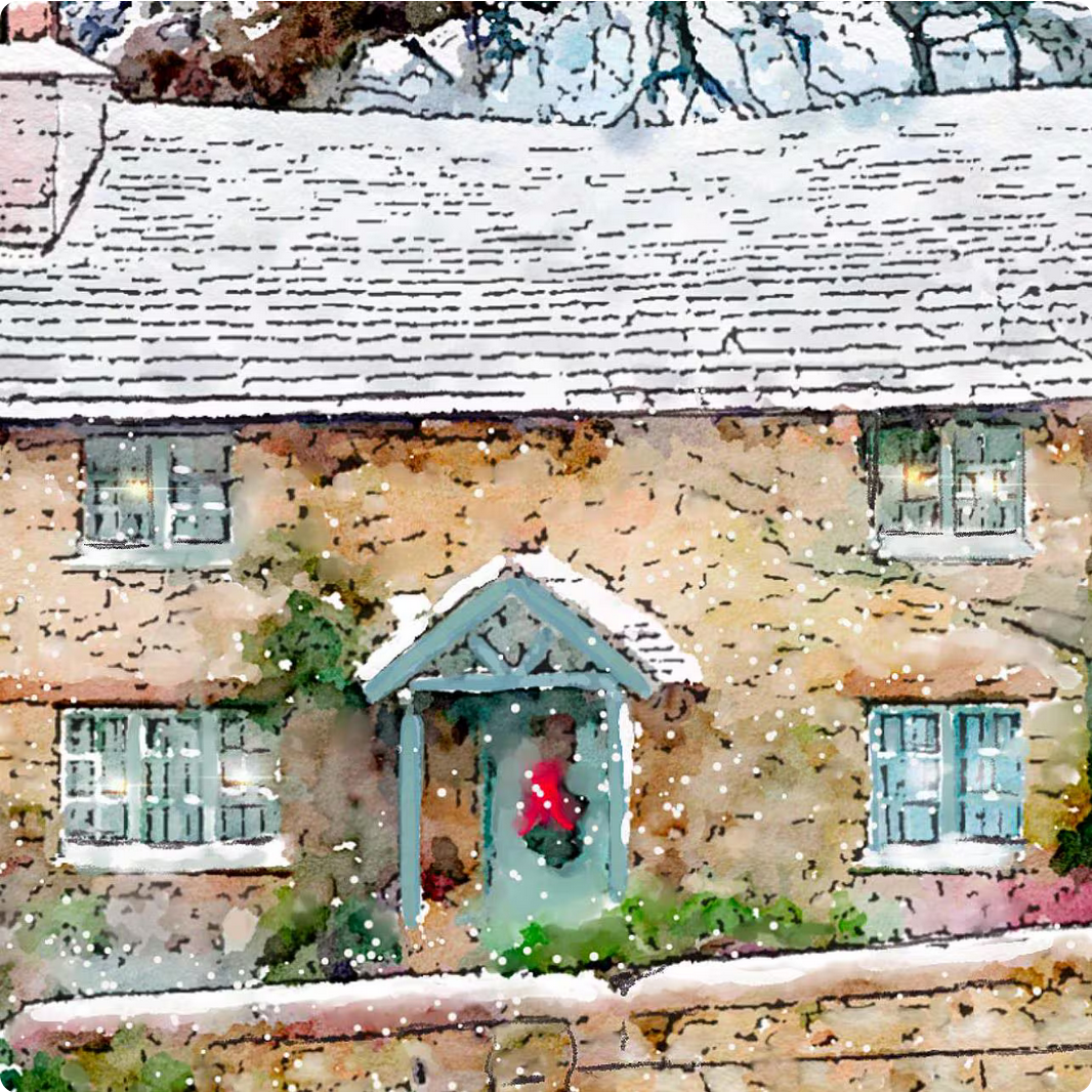 Rosehill Cottage " The Holiday " Movie Illustration Watercolor