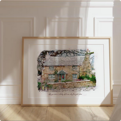 Rosehill Cottage " The Holiday " Movie Illustration Watercolor