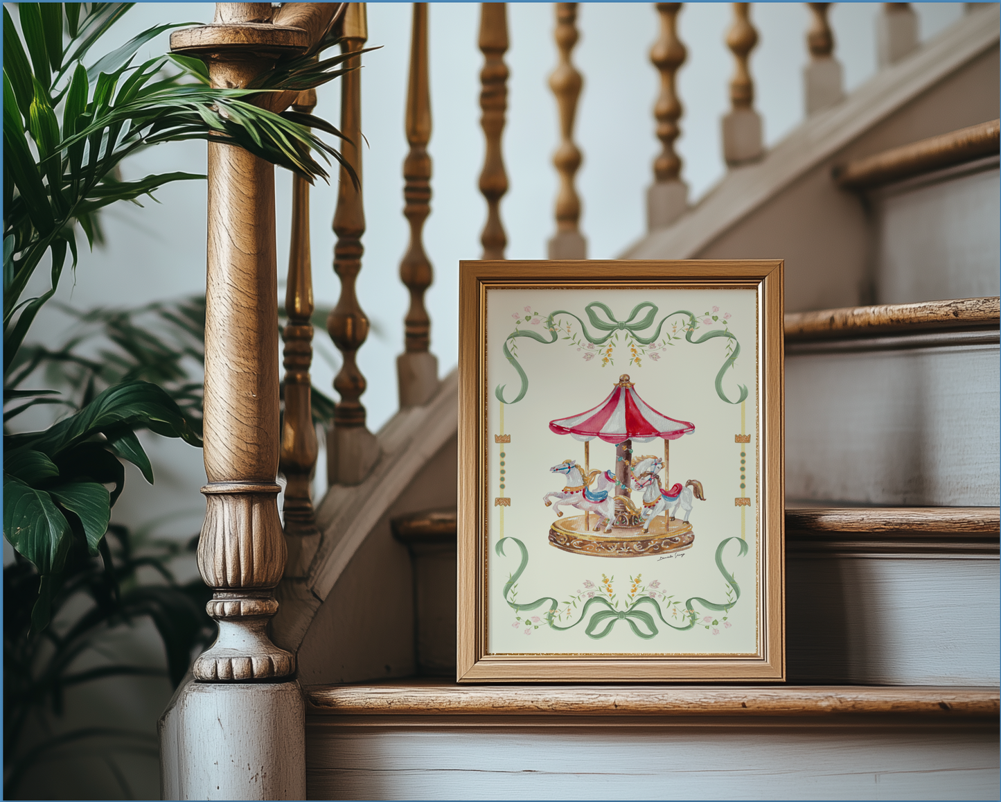 Pastel Carousel Illustration Merry-go-round Artwork