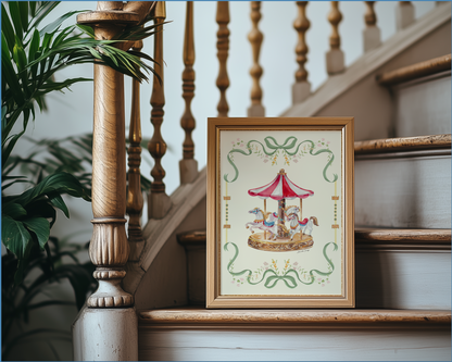 Pastel Carousel Illustration Merry-go-round Artwork