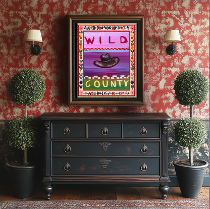 Wild West Illustration, Western Artwork Wild County Wall Art