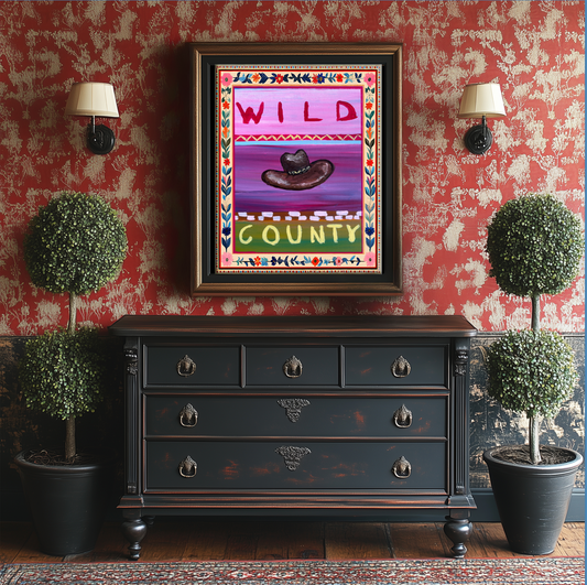 Wild West Illustration, Western Artwork Wild County Wall Art