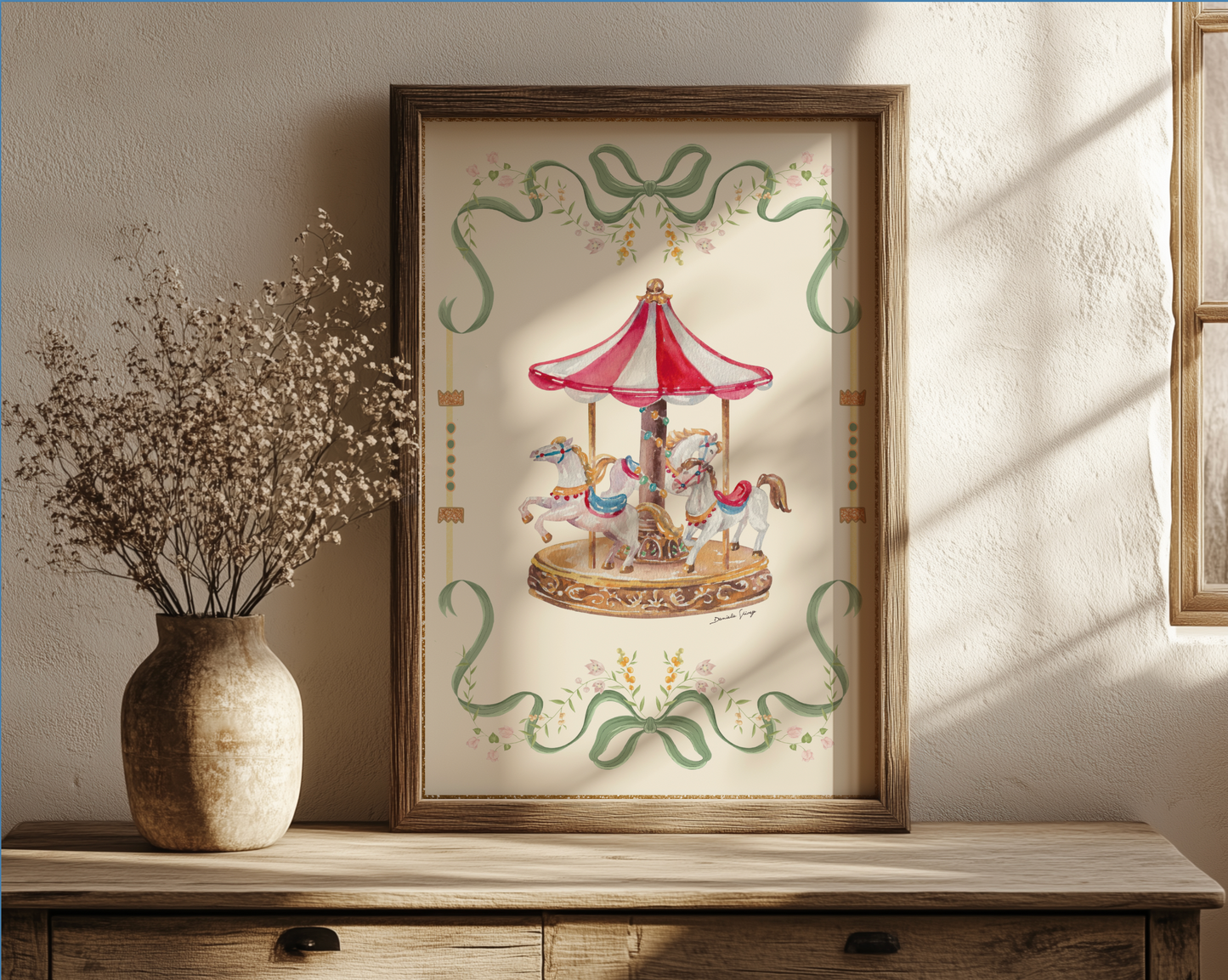 Pastel Carousel Illustration Merry-go-round Artwork
