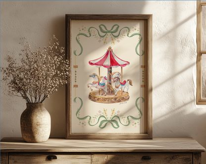Pastel Carousel Illustration Merry-go-round Artwork