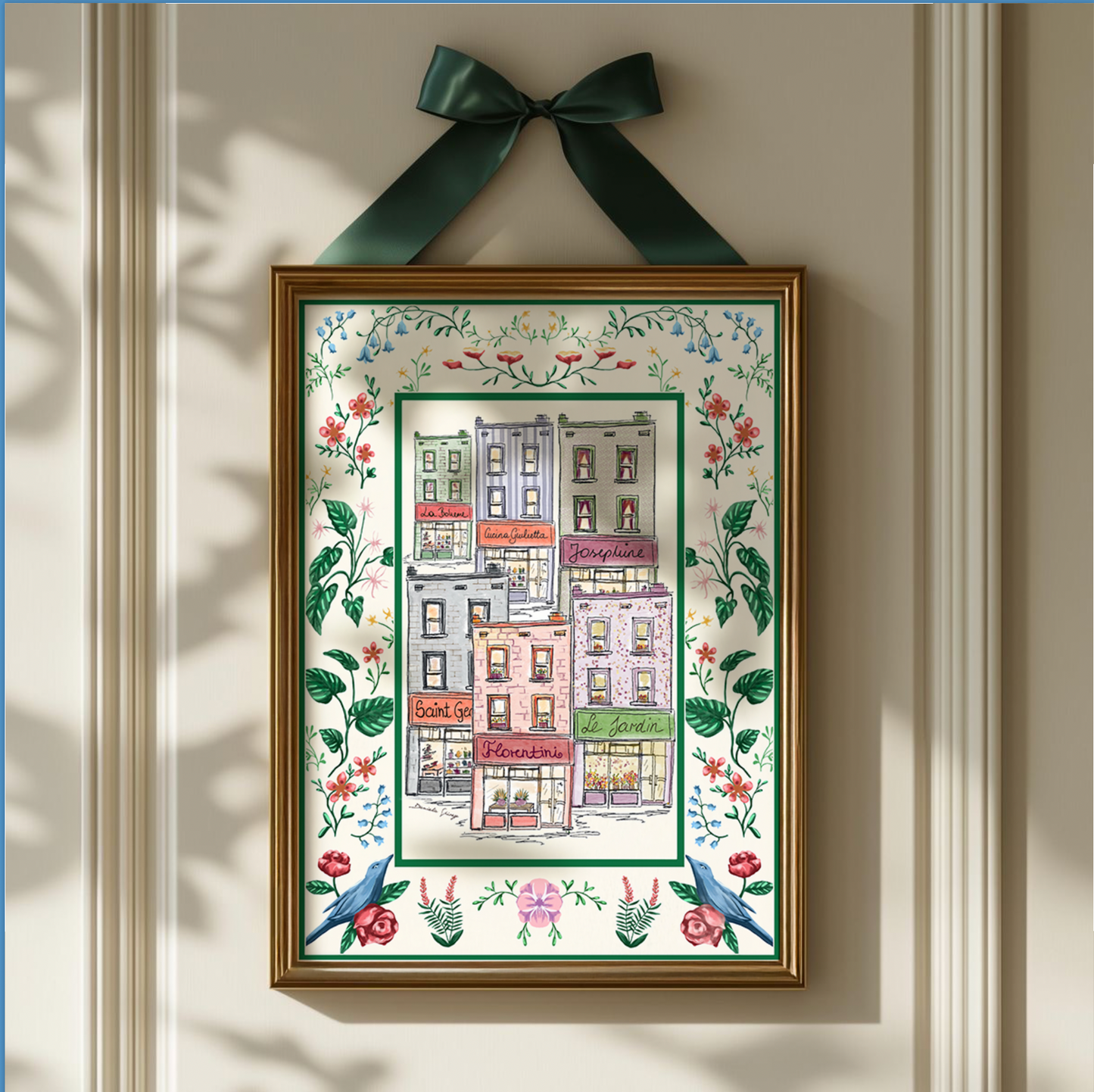 Paris Arrondisments Buildings, Whimsical Art Illustration of the iconic Paris Haussmann Architecture