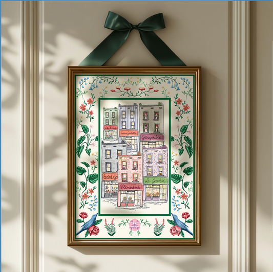 Paris Arrondisments Buildings, Whimsical Art Illustration of the iconic Paris Haussmann Architecture