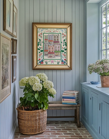 Paris Arrondisments Buildings, Whimsical Art Illustration of the iconic Paris Haussmann Architecture