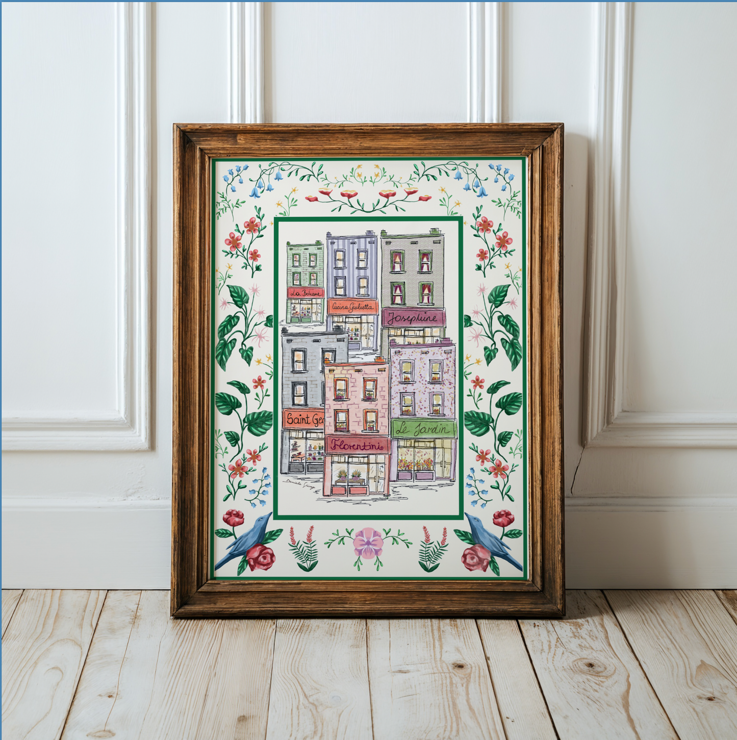 Paris Arrondisments Buildings, Whimsical Art Illustration of the iconic Paris Haussmann Architecture