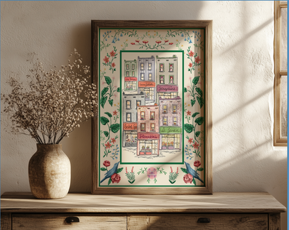 Paris Arrondisments Buildings, Whimsical Art Illustration of the iconic Paris Haussmann Architecture