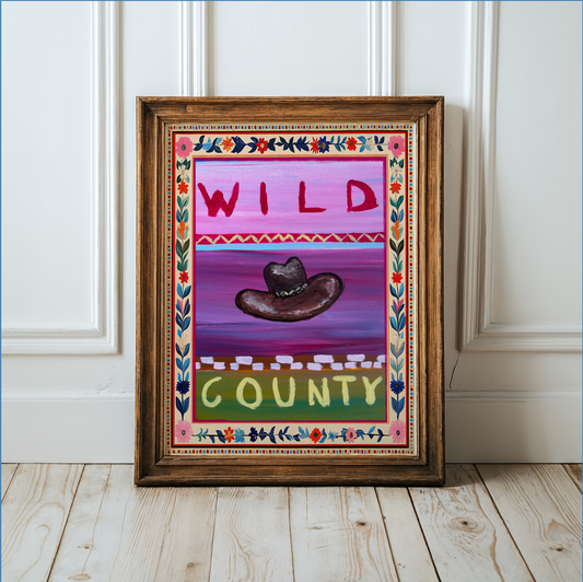 Wild West Illustration, Western Artwork Wild County Wall Art