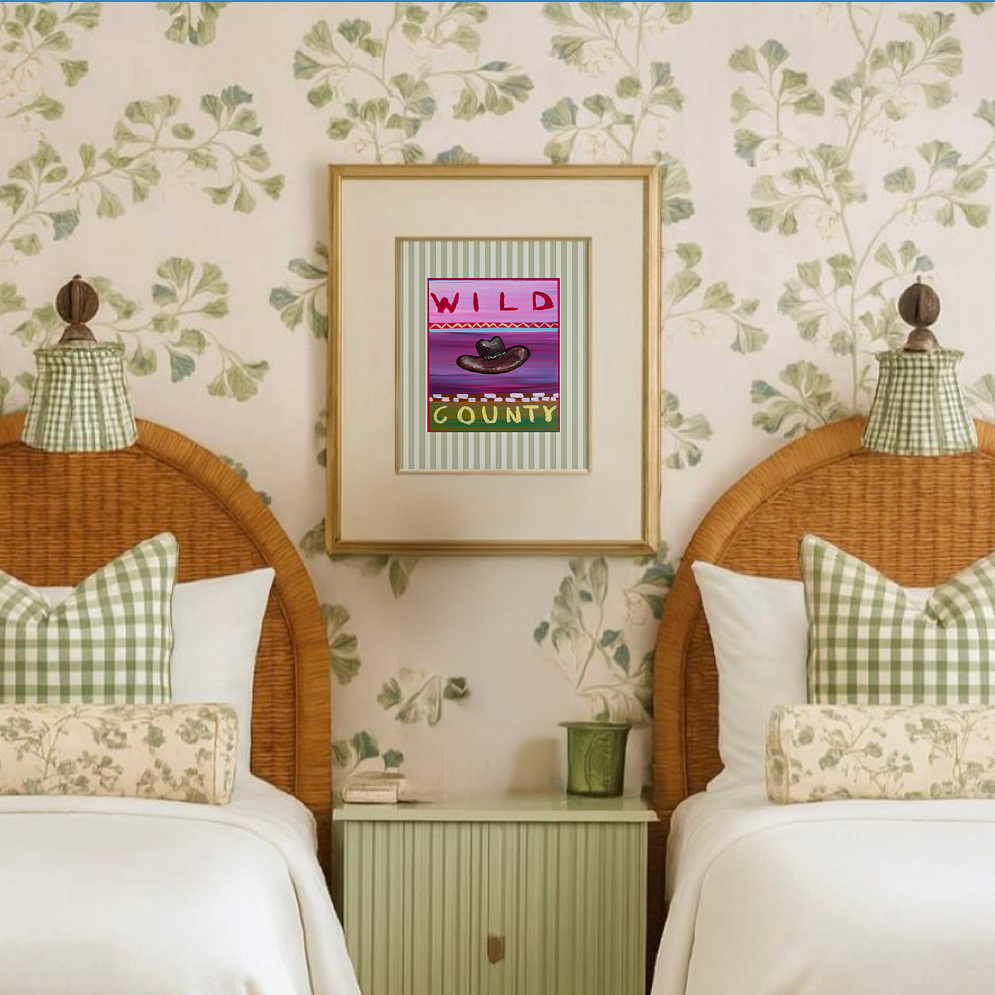 Western Art Print, Cowboy Ranch Decor Log Cabin Artwork