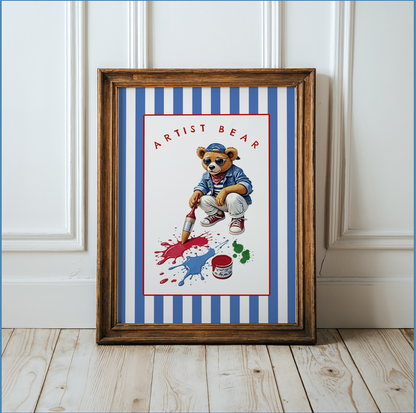 Vintage Bear Print, Artist Bear Illustration