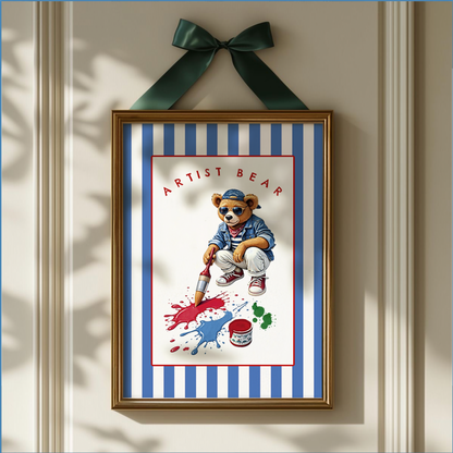 Vintage Bear Print, Artist Bear Illustration