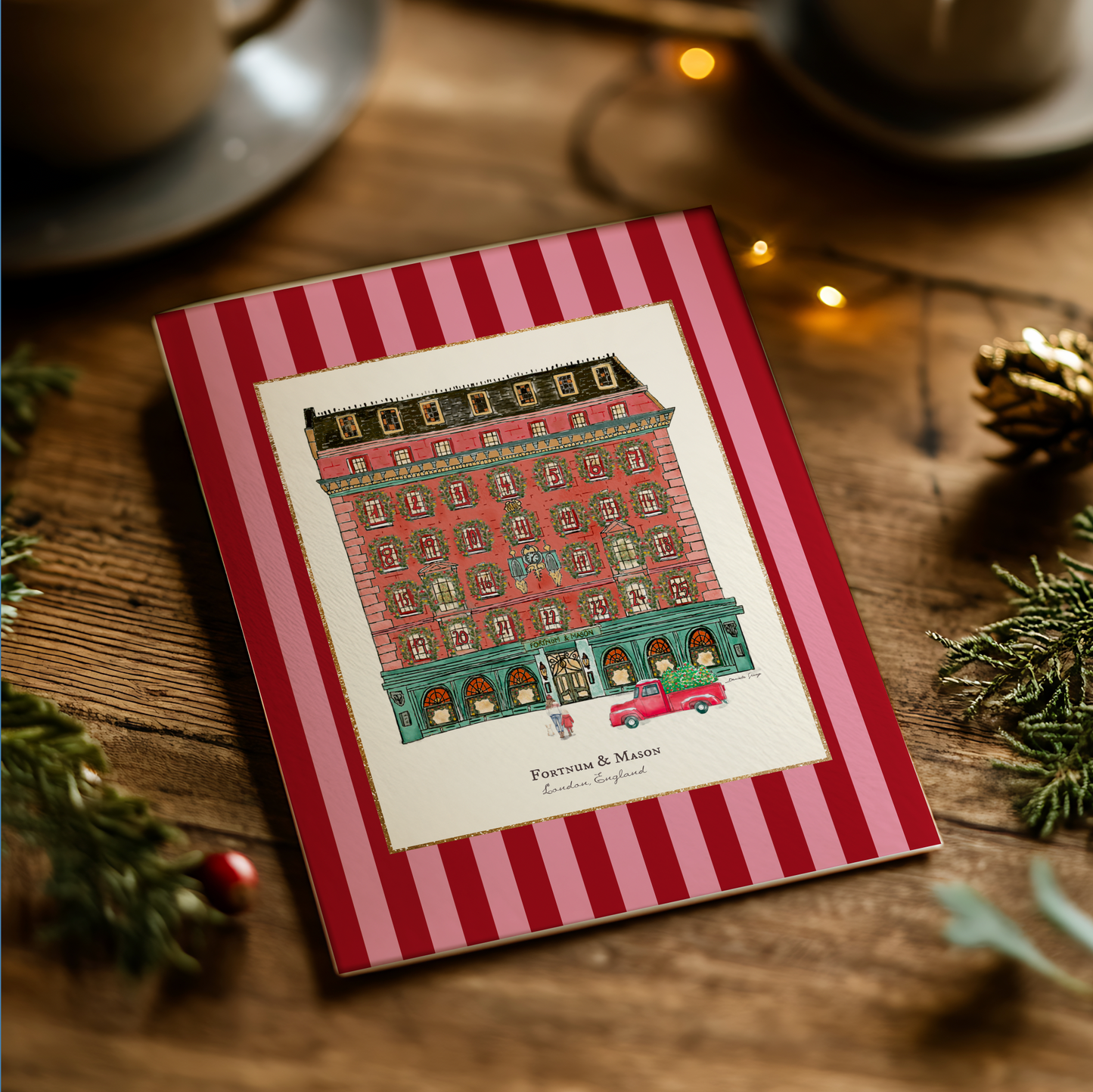 Curated Set of 5 Whimsical Christmas Cards, Holiday Greeting Cards